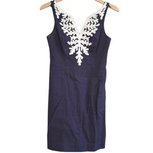 Lilly Pulitzer Gabi Dress Sequins Size 00 Navy Blue White Sleeveless